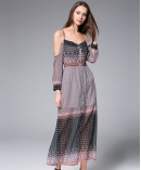  Digital Printed  silk chiffon maxi dress